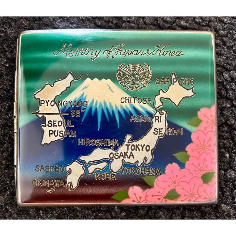 Vintage 1940s cigarette case Japan enamel souvenir